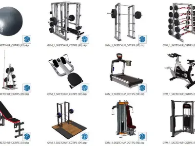 32 Sketchup Fitness Machines Model 3D model