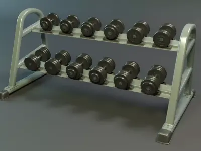 Dumbbell Rack PBR Low-poly 3D model