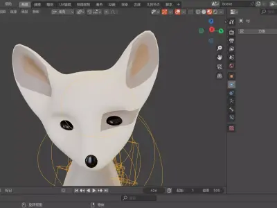 3D Cartoon-style Sculpture of a Characterful Fox 3D model
