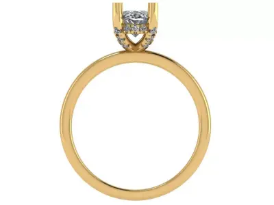 Oval under halo solitare ring  3D print model
