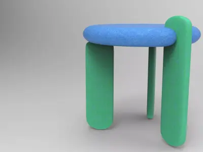 Lashu Stool Low-poly 3D model