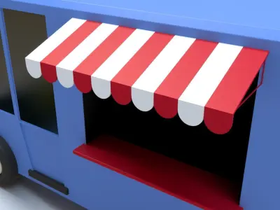 Cartoon Food Truck - Animated Low-poly 3D model