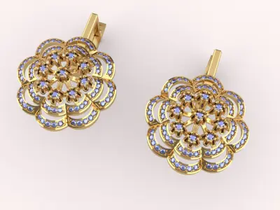 Set Flower1 Ring and Earrings 3D print model