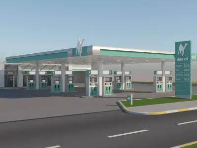 Gas Station In Desert 3D model