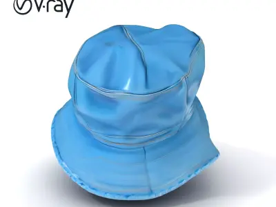 Denim Bucket Hat D Model Pack Low-poly 3D model