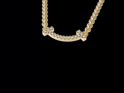  Smile T Pendant Necklace With Diamond 3D print model
