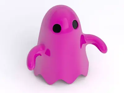 Little Cartoon Ghost Pink 3D model