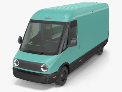 Electric Delivery Van Rigged 3D model