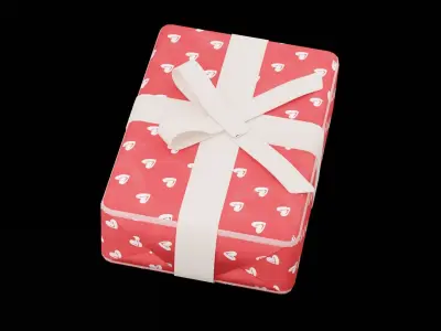 Gift Box With Hearts Wrap Low-poly 3D model