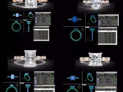 Luxury Diamond Rings CAD Bundle 63 Files STL and 3DM 3D print model