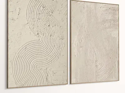 Plaster Two Photo Frame 453 Low-poly 3D model