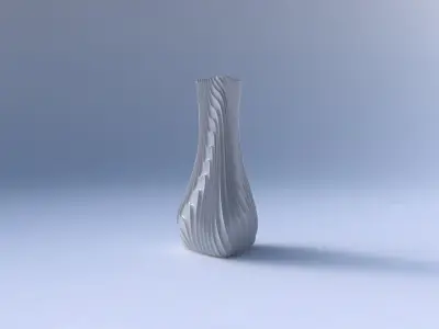 Vase puffy triangle with wavy extruded lines 3 3D print model purchase