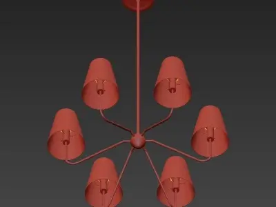 Berkshire 6 gold chandelier with five lamps 3D model