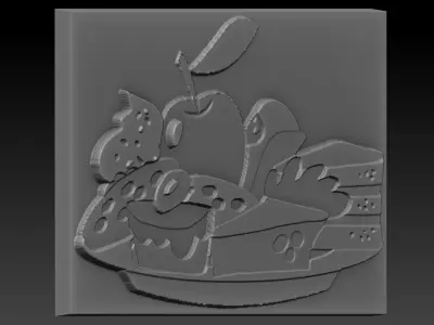 Cake-Apple book with cake 3D print model