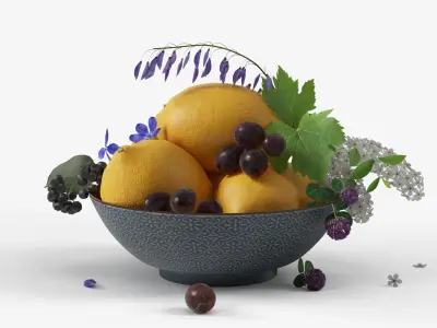 Bowl with lemons 3D model