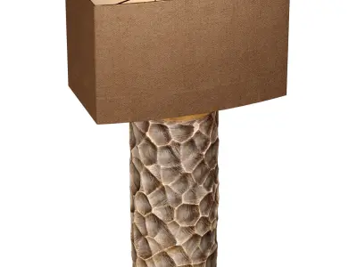 Bronze Metal Tall Oriental Nightstand Art Deco Table Lamp 3D model