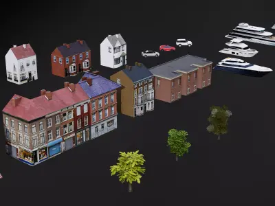 Low Poly city models pack Low-poly 3D model