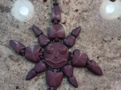 smiling sun keychain - flexi fidget toy 3D print model