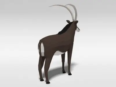 Low Poly Cartoon Sable Antelope Low-poly 3D model