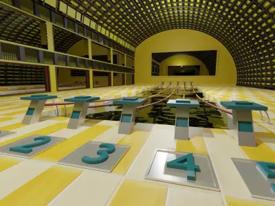 Swim Stadion-Stadium pool-Arena pool Low-poly 3D model