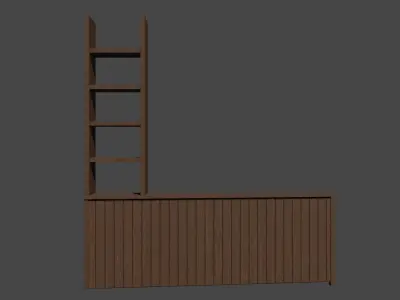 Modern Wooden Wall furniture with shelf Low-poly 3D model