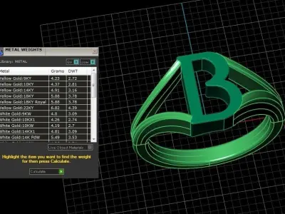 Jewelry Alphabet Ring B 3D print model purchase