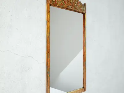Antique Balinese Carved Mirror 3D model