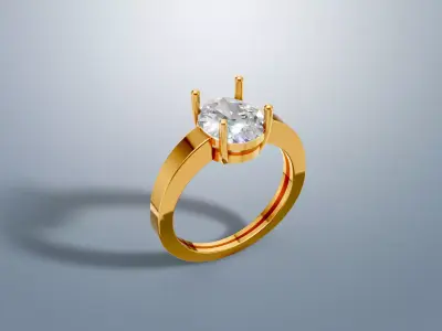 Oval stone ring 3D print model