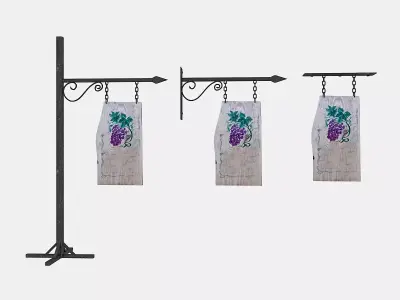 3D old woodden emty sign model Low-poly 3D model