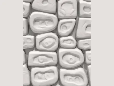 Raw Uncut Rock Wall Modular Kit 3D model