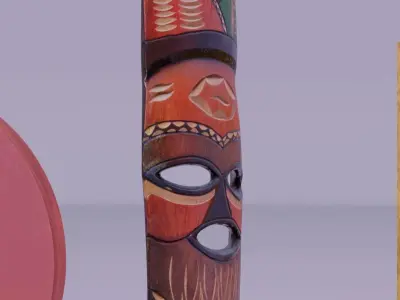 Decorative African wall Mask 09 Low-poly 3D model