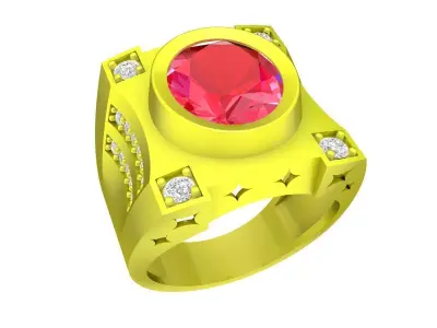 Luxury Oval Gemstone Mens Ring 3D Jewelry Model 4899 3D print model
