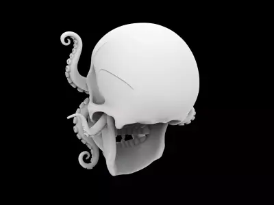 Cursed Pirate Skull with Tentacles 3D Print Model 3D print model