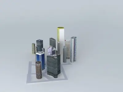 City with real buildings Free 3D model