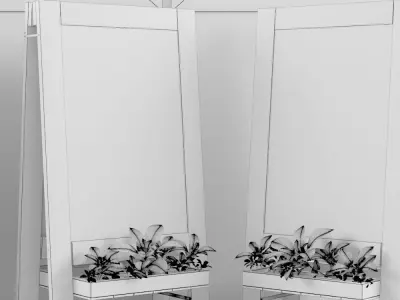 chalk board 05  with plants 3D model