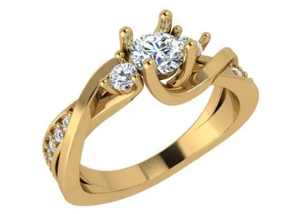 Round Diamond Twisted Ring 3622 3D print model