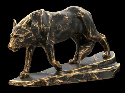 Wolf sculpture Low-poly 3D model