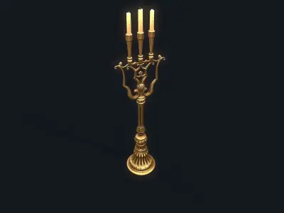 Medieval Candlestick large Low-poly 3D model