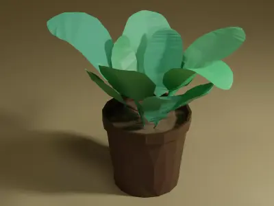 Low Poly Stylized Pot Plants 3D model Free low-poly 3D model