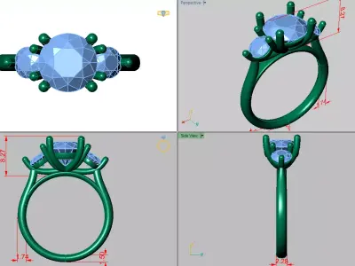 trinity ring with cathedral shank  3D print model purchase