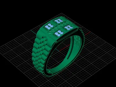 Print Ready STL 3DM  Gents Rings Diamond Men Ring  3D print model 98