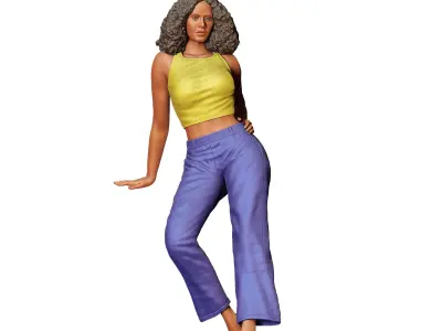 N3 a woman leaning on a car 3D print model