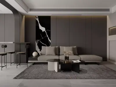Modern living room dining room interior scenes 514 3D model
