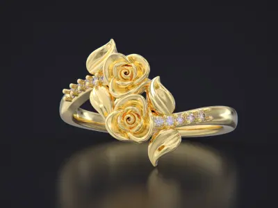 Flower jewelry ring 3D print model