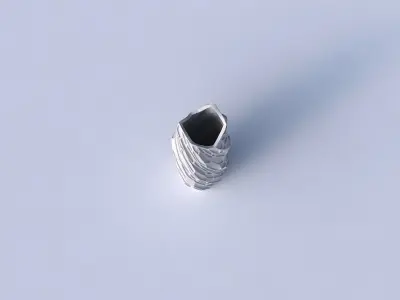 Vase twisted double arc hexagon with organic dents 3D print model