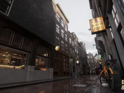 Modular Amsterdam City Street Low-poly 3D model