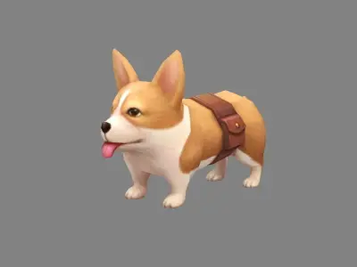Cartoon puppy - Corgi - baby dog Low-poly 3D model