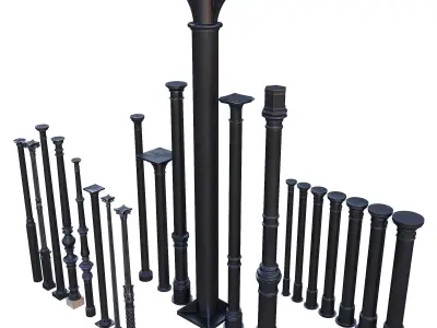 Cast iron columns 1-3 3D Model Collection