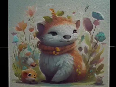 Kids Fantasy Creatures Painting One Low-poly 3D model