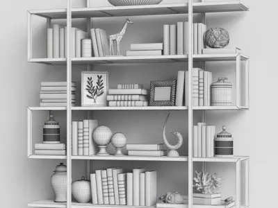 Decoration set bookcase 3D model